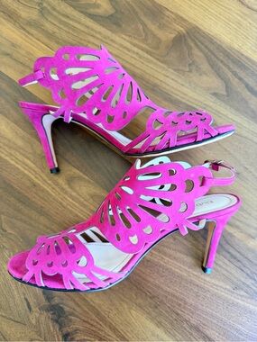 Women's Klub Nico Fuchsia Cutout Suede heels - size 38/US 9